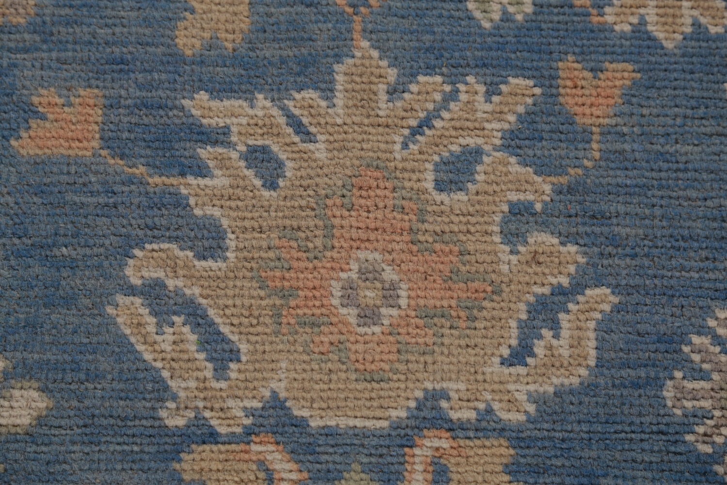 Floral Blue Oushak Vegetable Dye Large Rug 10x15