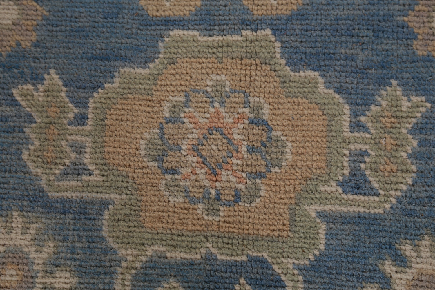 Floral Blue Oushak Vegetable Dye Large Rug 10x15