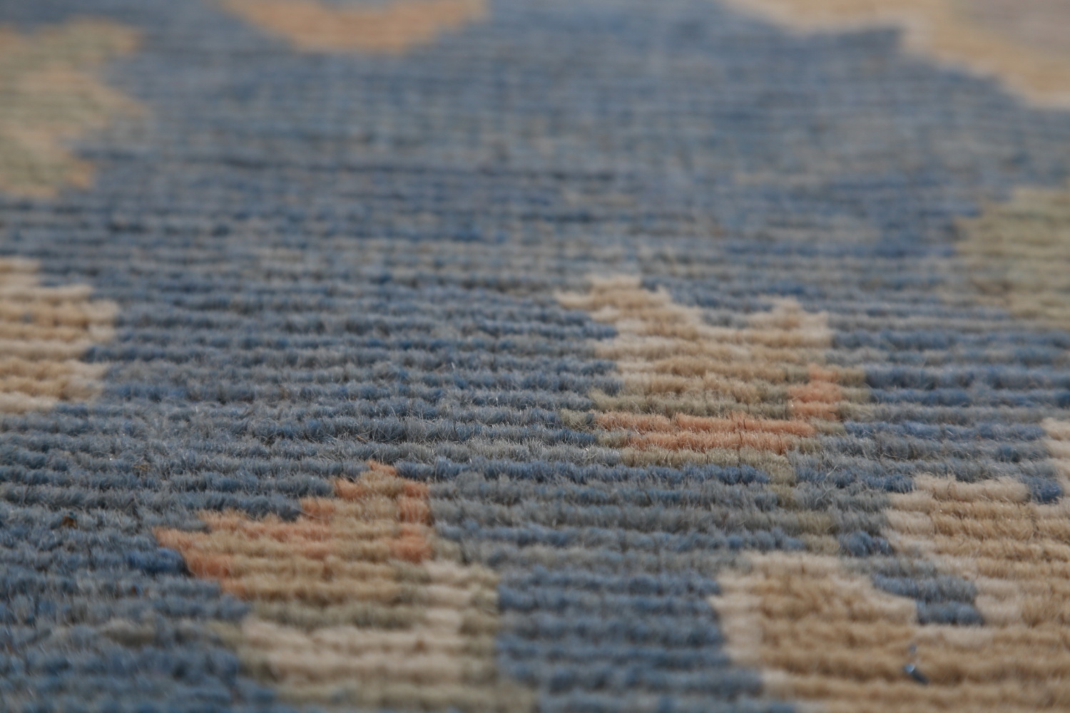 Floral Blue Oushak Vegetable Dye Large Rug 10x15