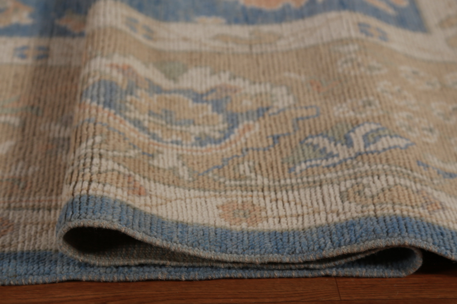 Floral Blue Oushak Vegetable Dye Large Rug 10x15