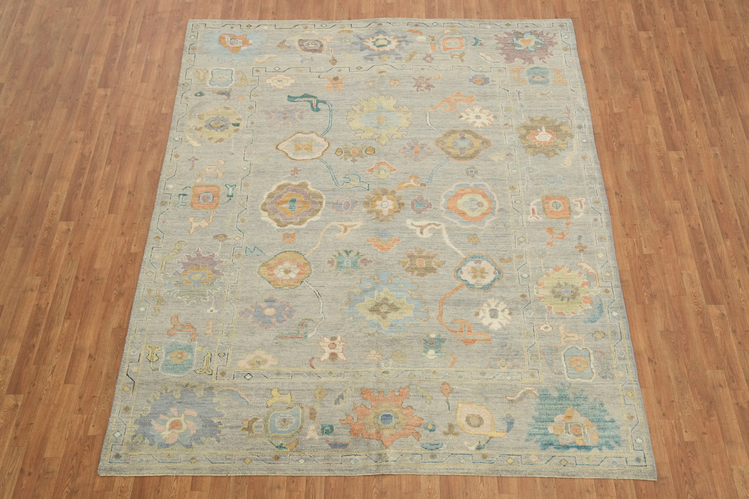 Elegant Pastel Floral Pattern Traditional Oushak Turkish Rug for Living Room 8x10 ft