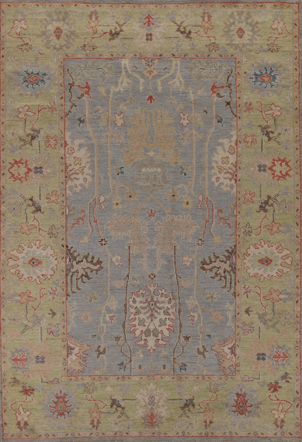 Vegetable Dye Blue Oushak Turkish Area Rug 6x9
