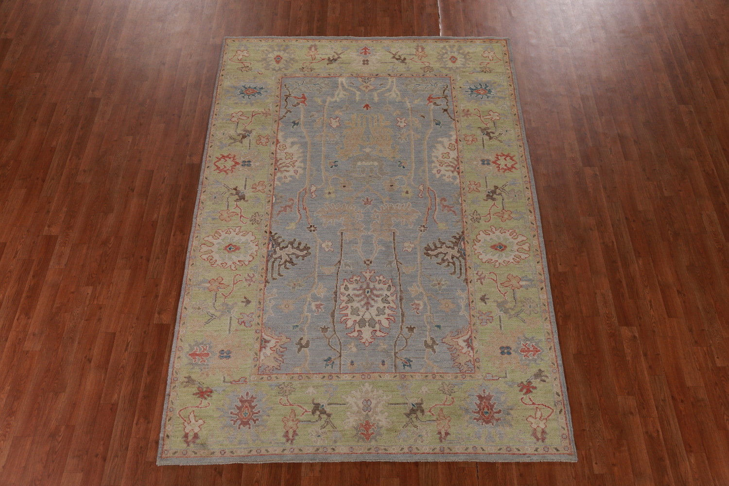Vegetable Dye Blue Oushak Turkish Area Rug 6x9