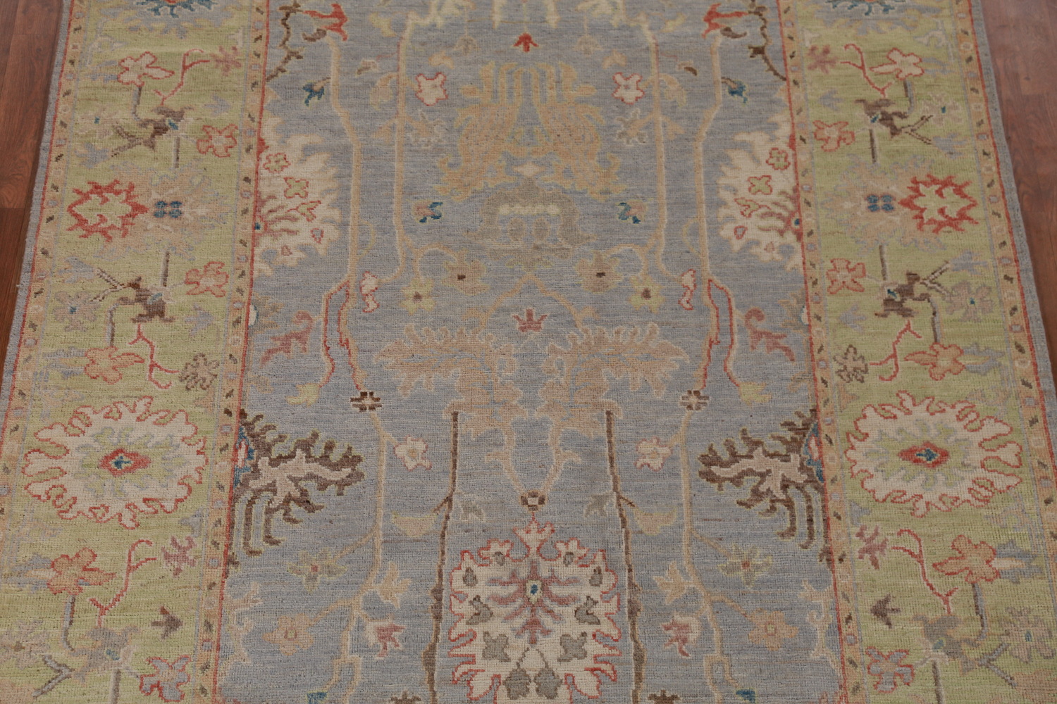 Vegetable Dye Blue Oushak Turkish Area Rug 6x9