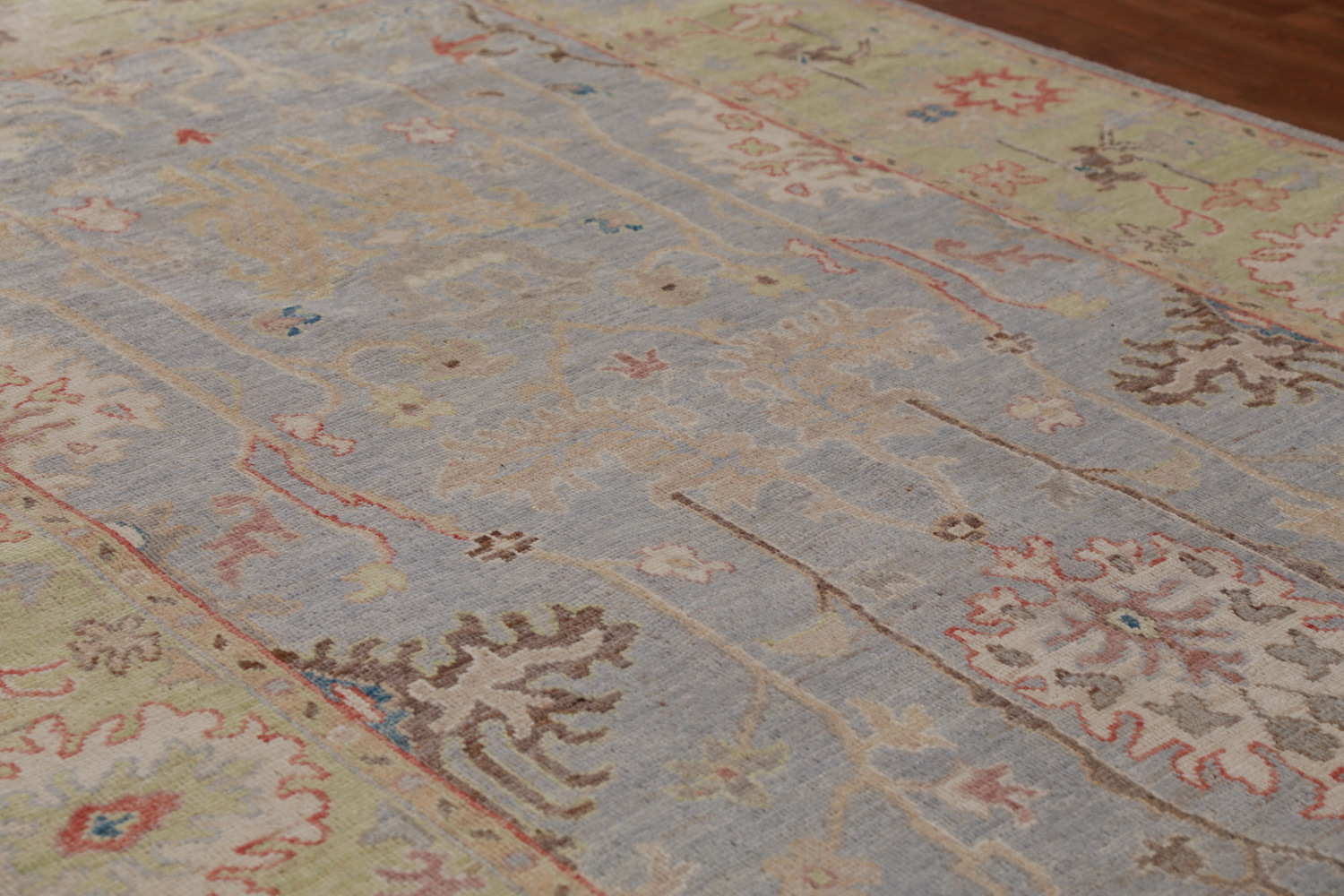 Vegetable Dye Blue Oushak Turkish Area Rug 6x9