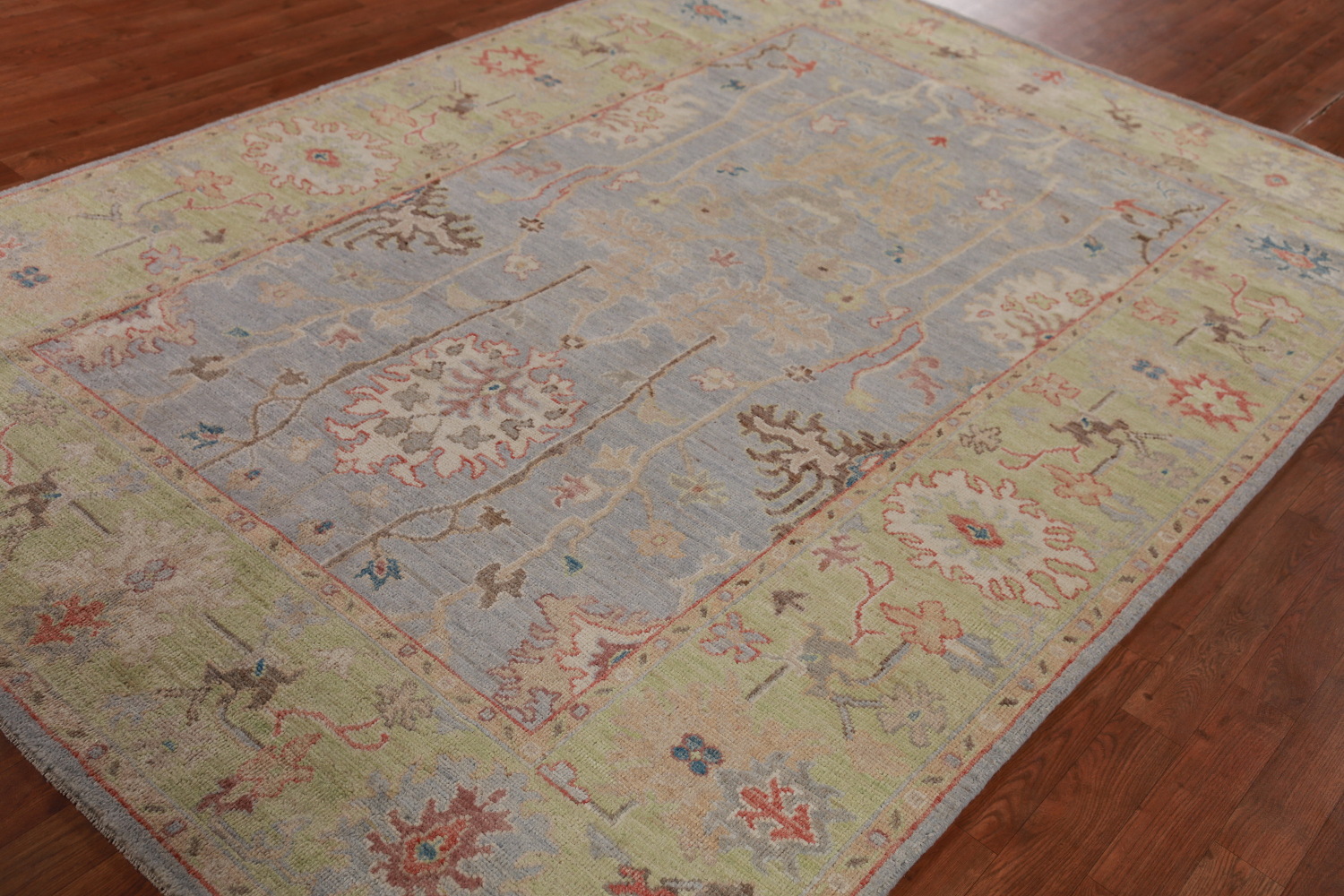 Vegetable Dye Blue Oushak Turkish Area Rug 6x9