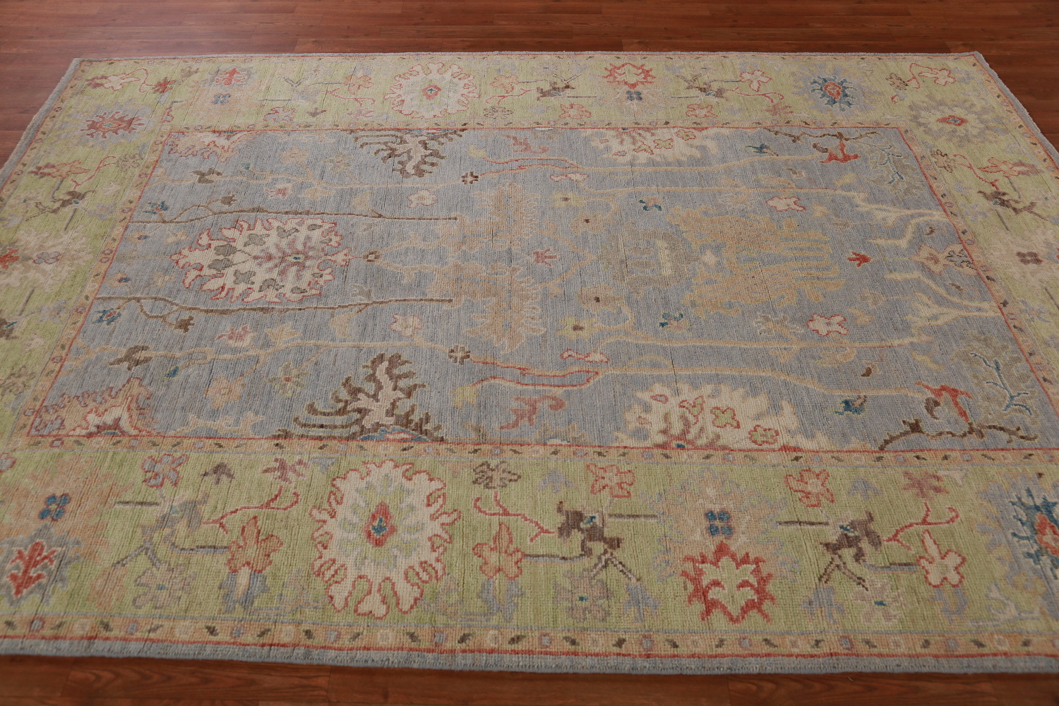 Vegetable Dye Blue Oushak Turkish Area Rug 6x9
