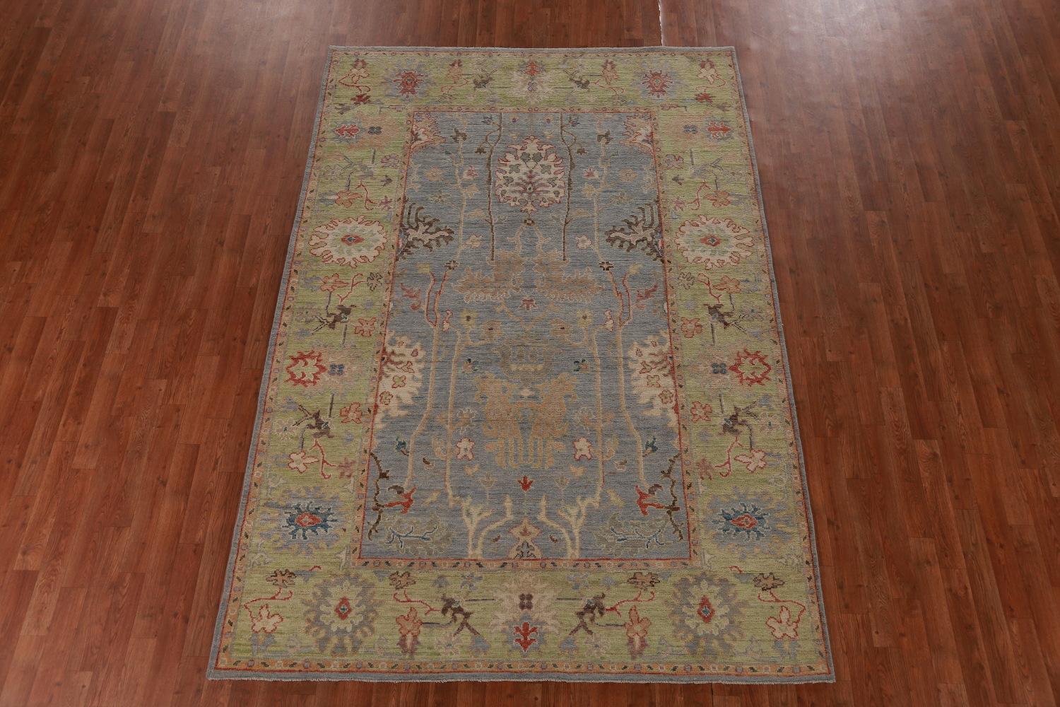 Vegetable Dye Blue Oushak Turkish Area Rug 6x9