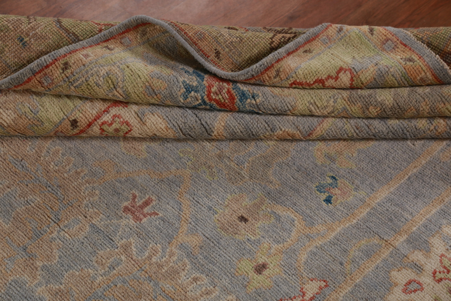 Vegetable Dye Blue Oushak Turkish Area Rug 6x9