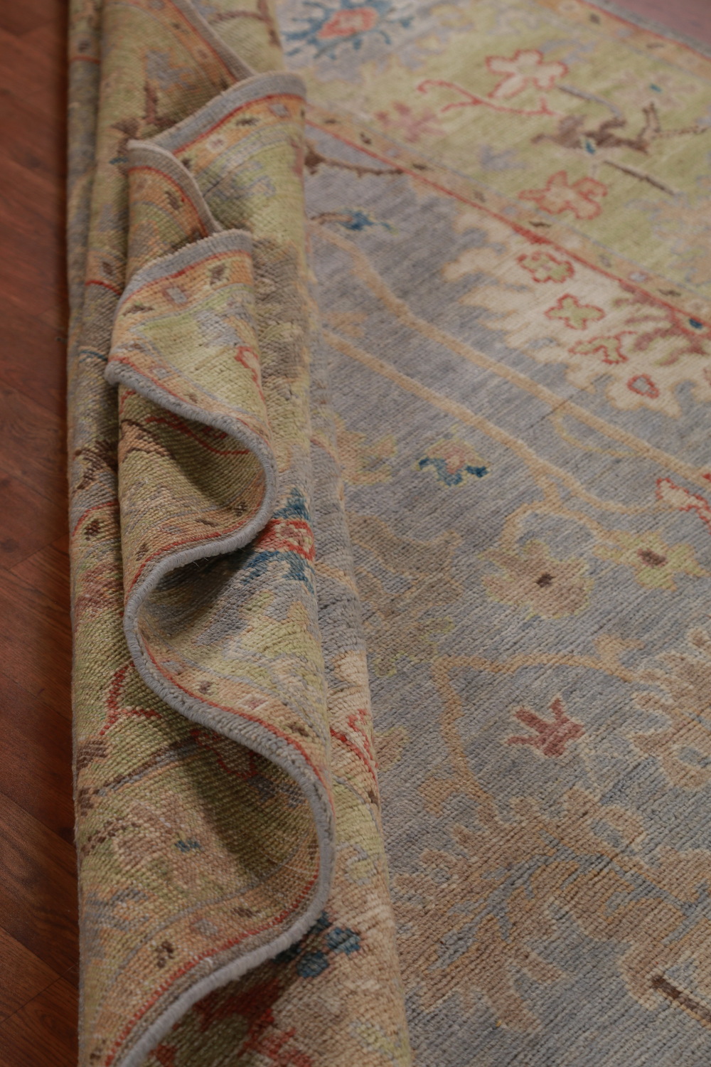 Vegetable Dye Blue Oushak Turkish Area Rug 6x9
