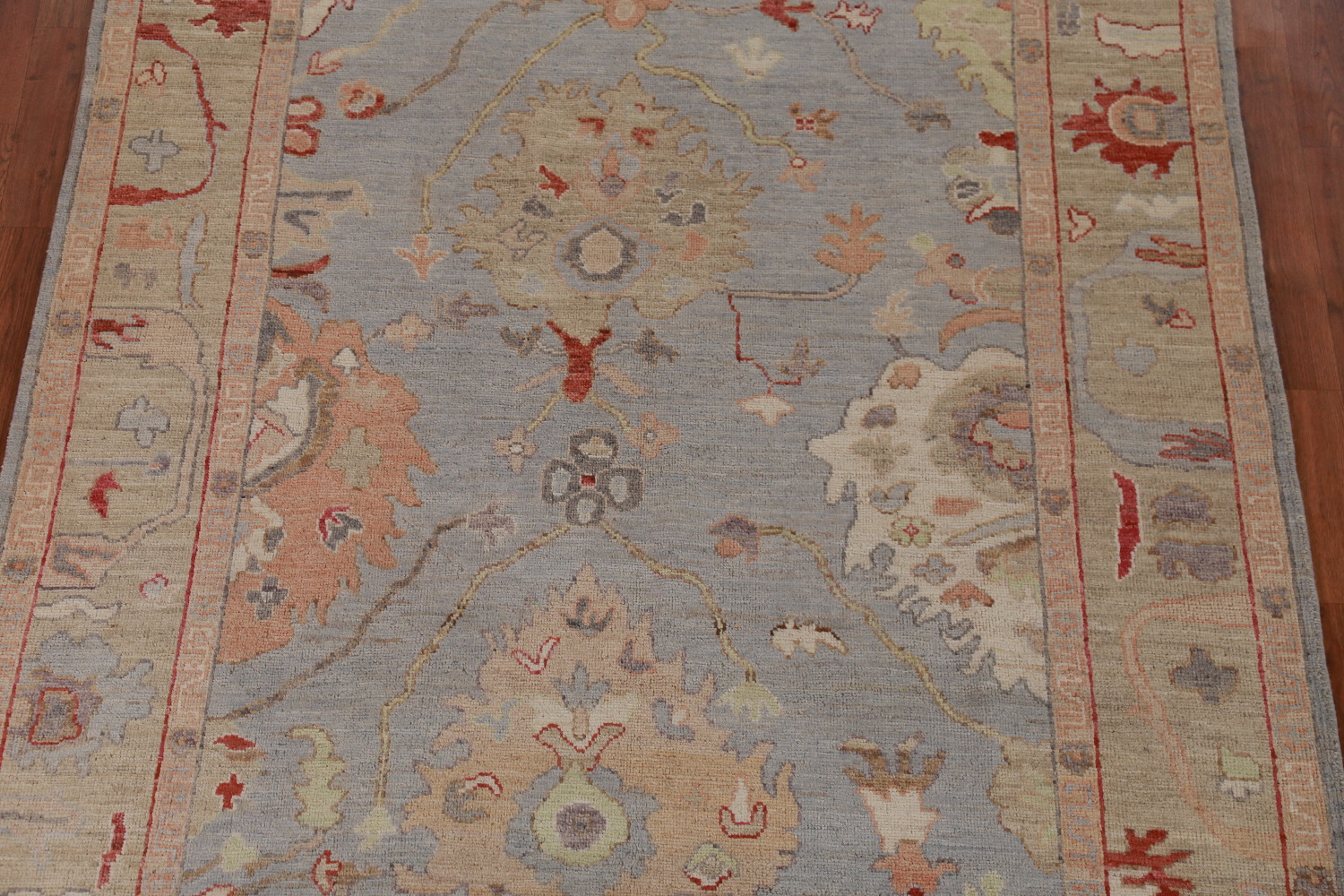 Vegetable Dye Blue Oushak Turkish Area Rug 6x9