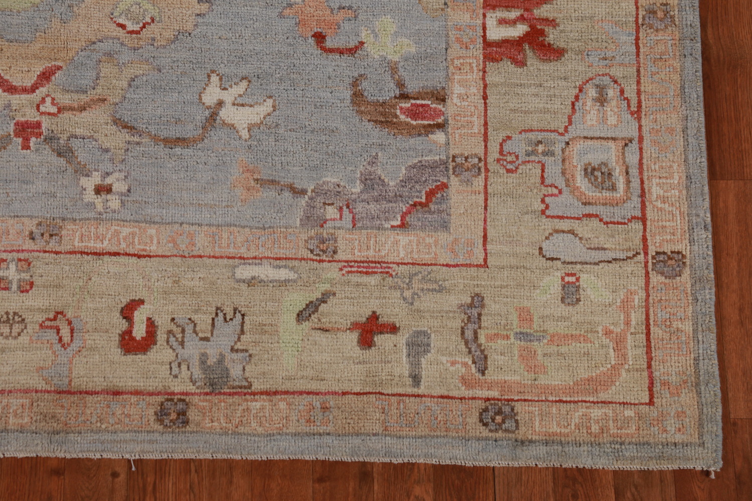 Vegetable Dye Blue Oushak Turkish Area Rug 6x9