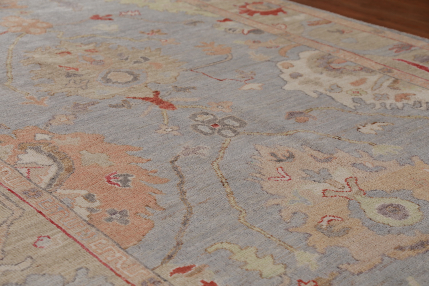 Vegetable Dye Blue Oushak Turkish Area Rug 6x9