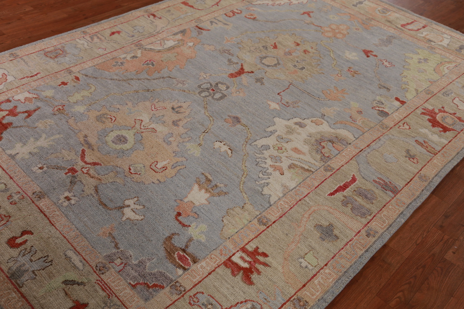 Vegetable Dye Blue Oushak Turkish Area Rug 6x9