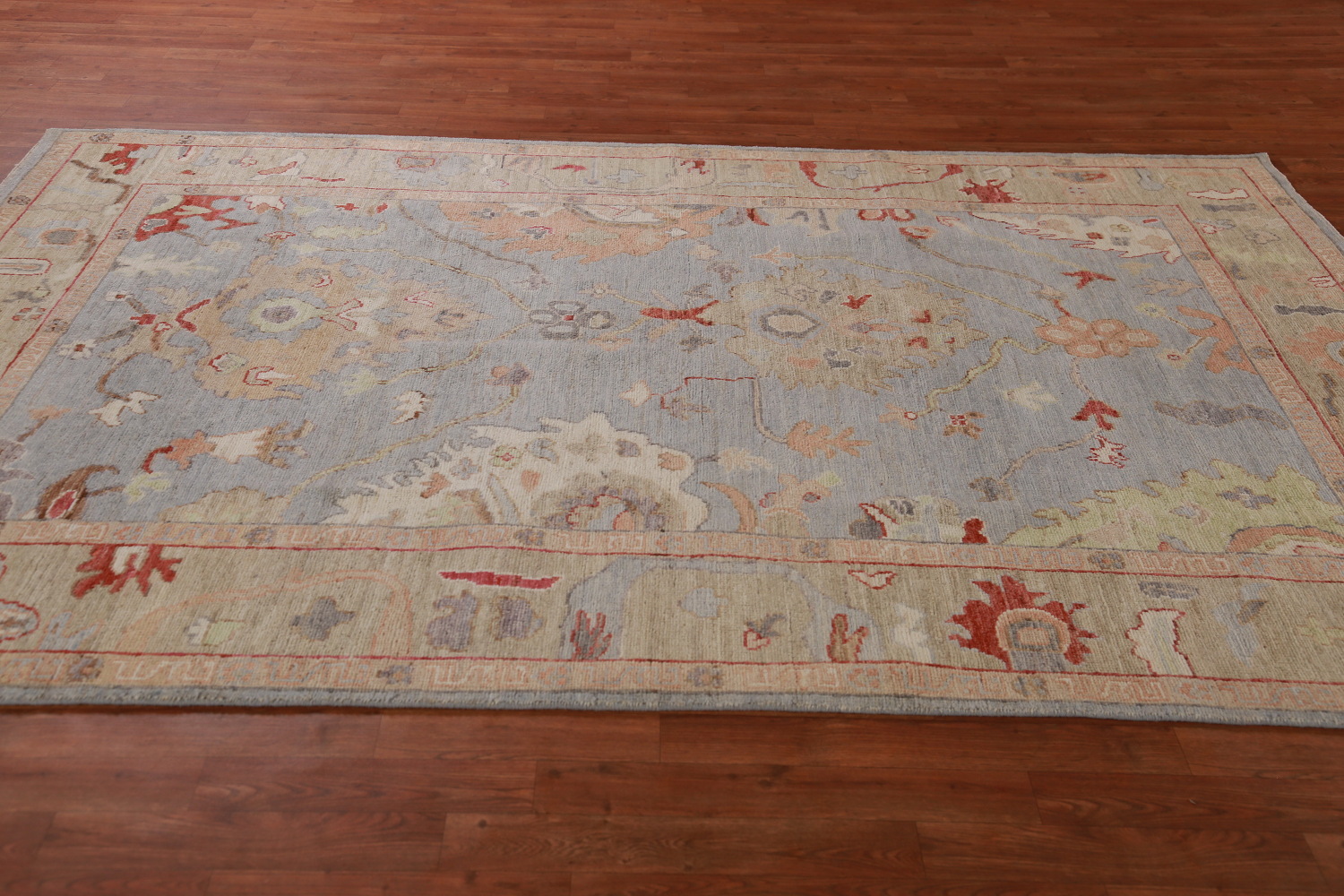 Vegetable Dye Blue Oushak Turkish Area Rug 6x9