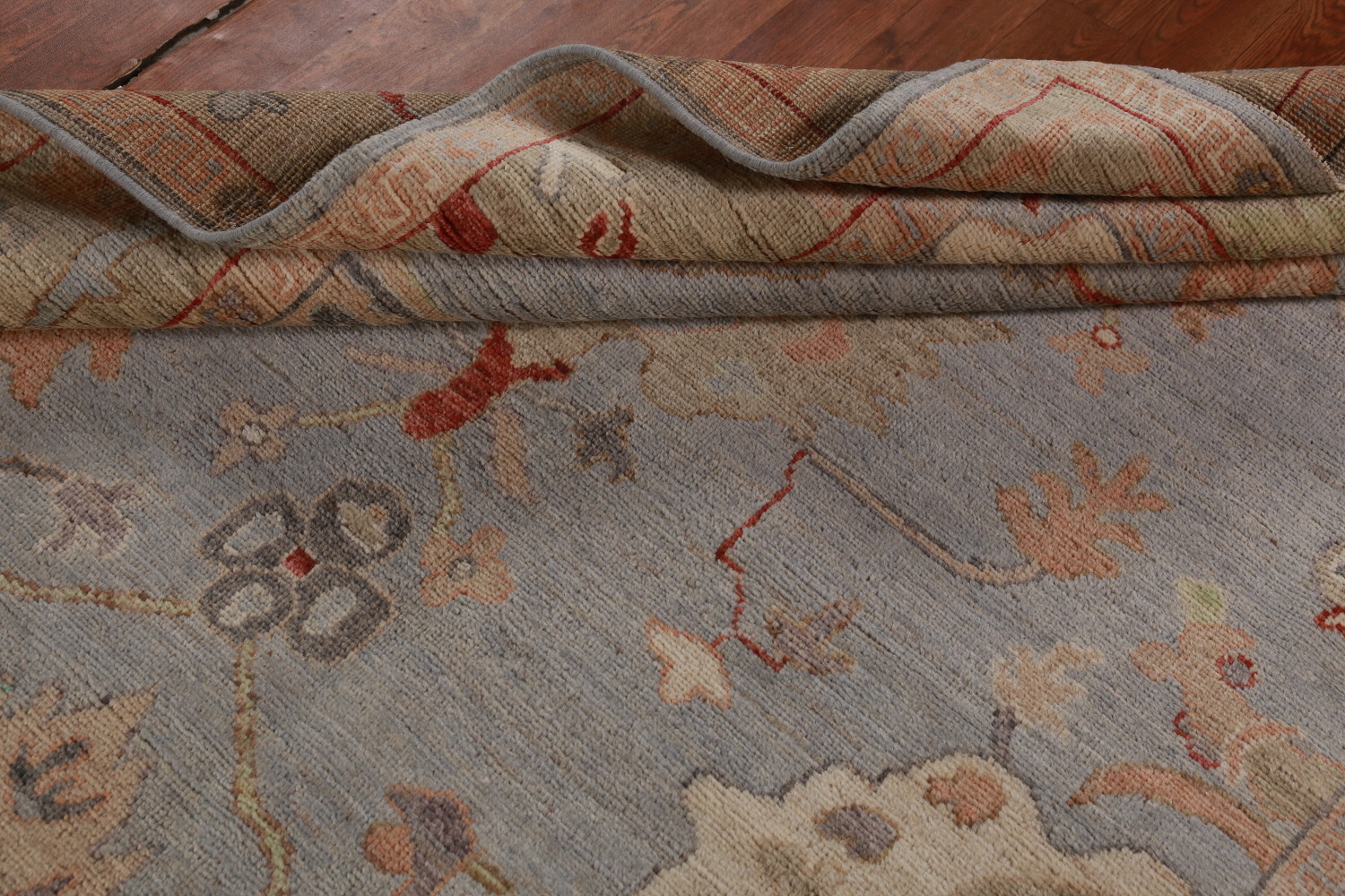 Vegetable Dye Blue Oushak Turkish Area Rug 6x9