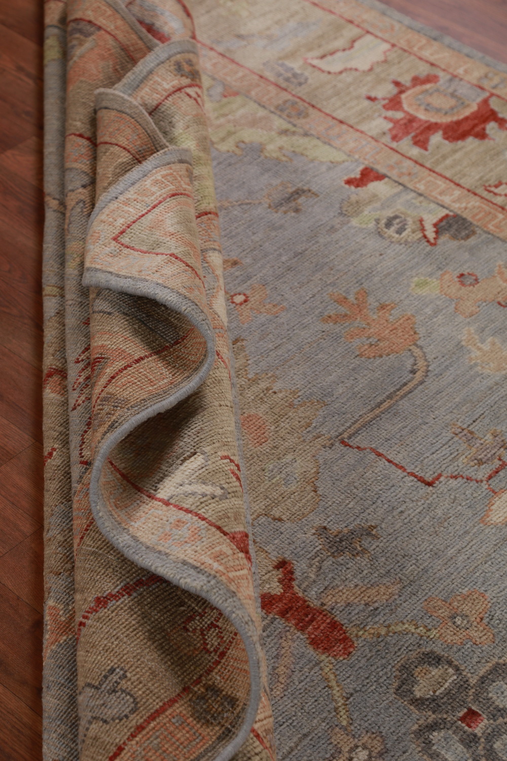 Vegetable Dye Blue Oushak Turkish Area Rug 6x9