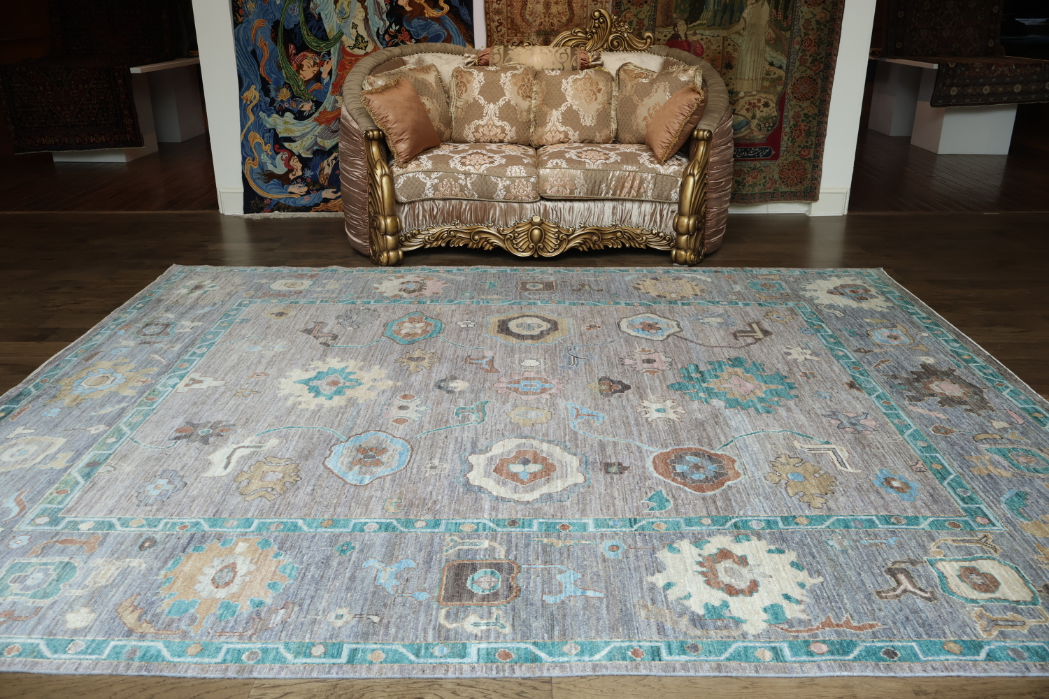 Vegetable Dye Oushak Turkish Area Rug 9x12