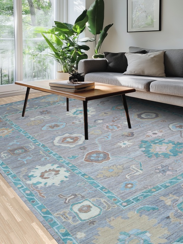 Vegetable Dye Oushak Turkish Area Rug 9x12