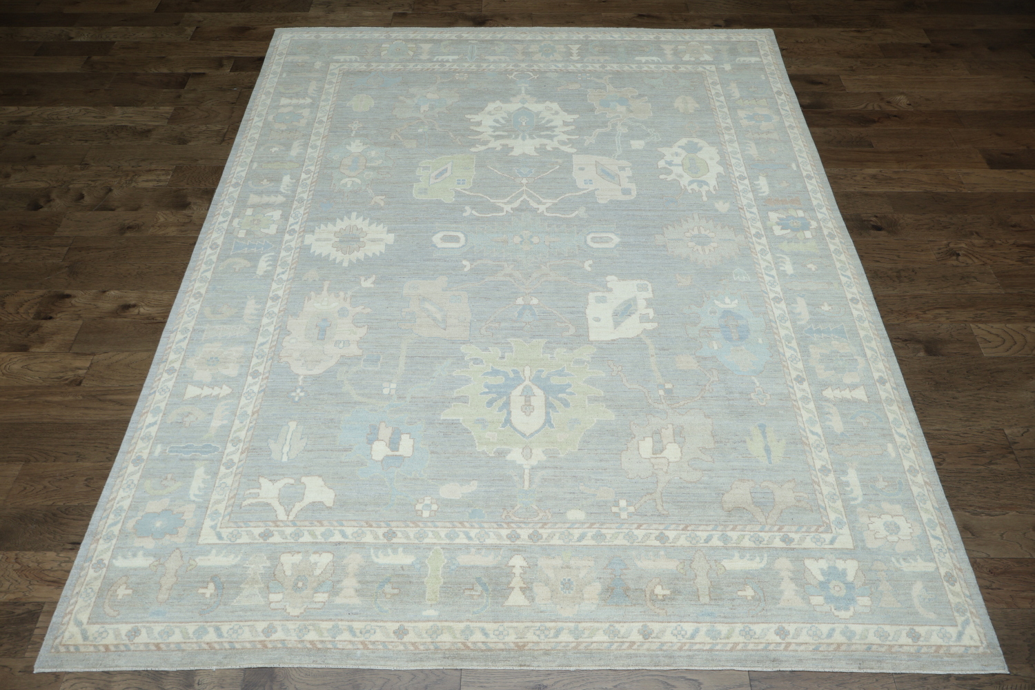 Vegetable Dye Gray Oushak Turkish Area Rug 9x12