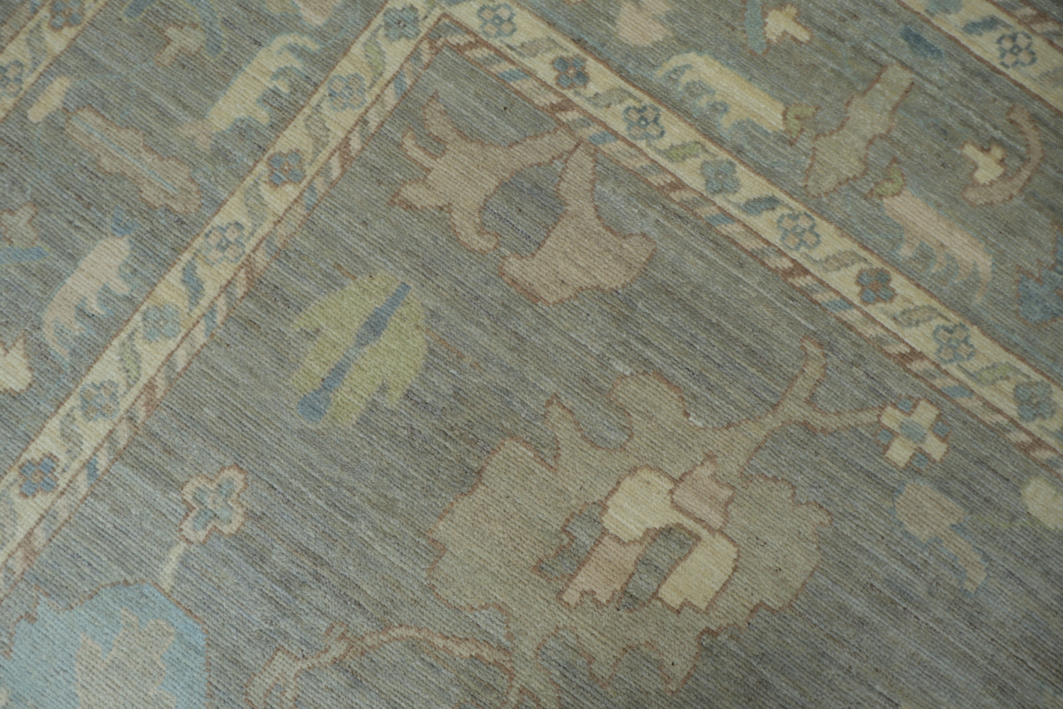 Vegetable Dye Gray Oushak Turkish Area Rug 9x12