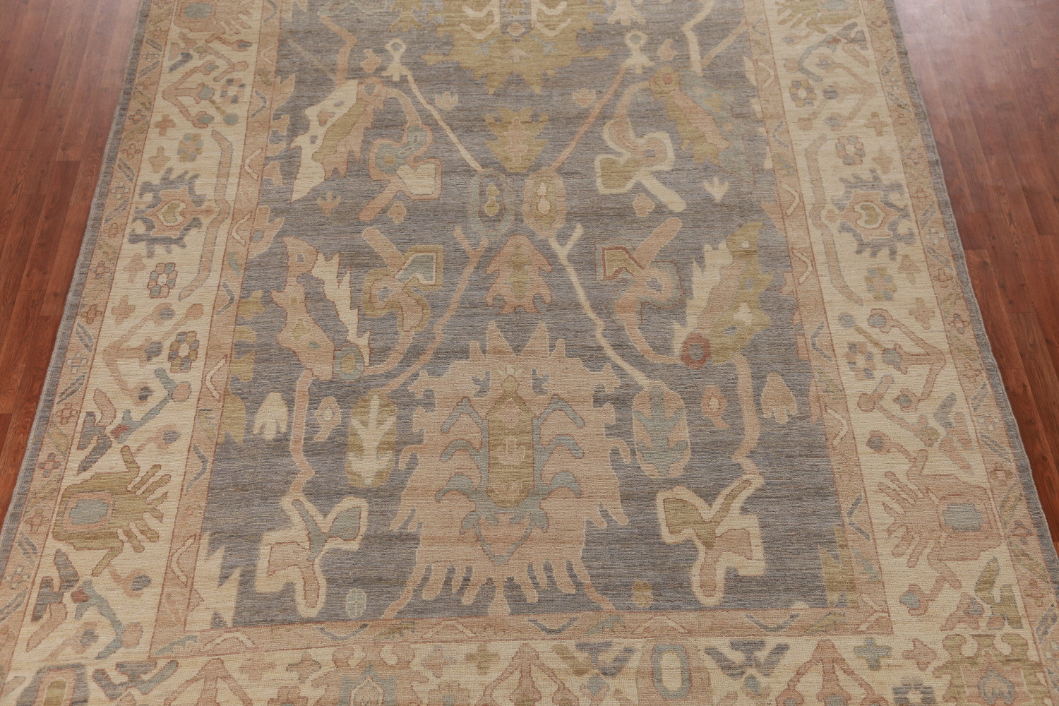 Vegetable Dye Gray Oushak Turkish Area Rug 9x12