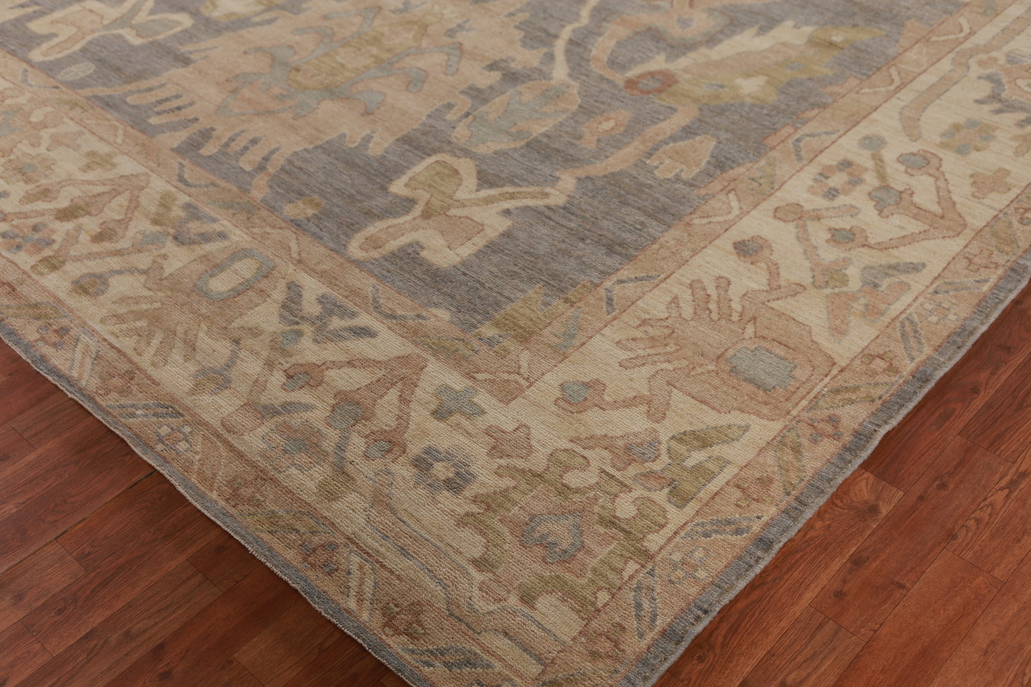 Vegetable Dye Gray Oushak Turkish Area Rug 9x12