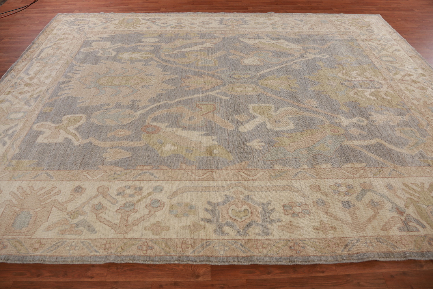 Vegetable Dye Gray Oushak Turkish Area Rug 9x12