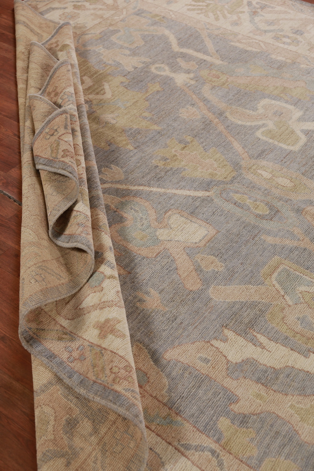 Vegetable Dye Gray Oushak Turkish Area Rug 9x12