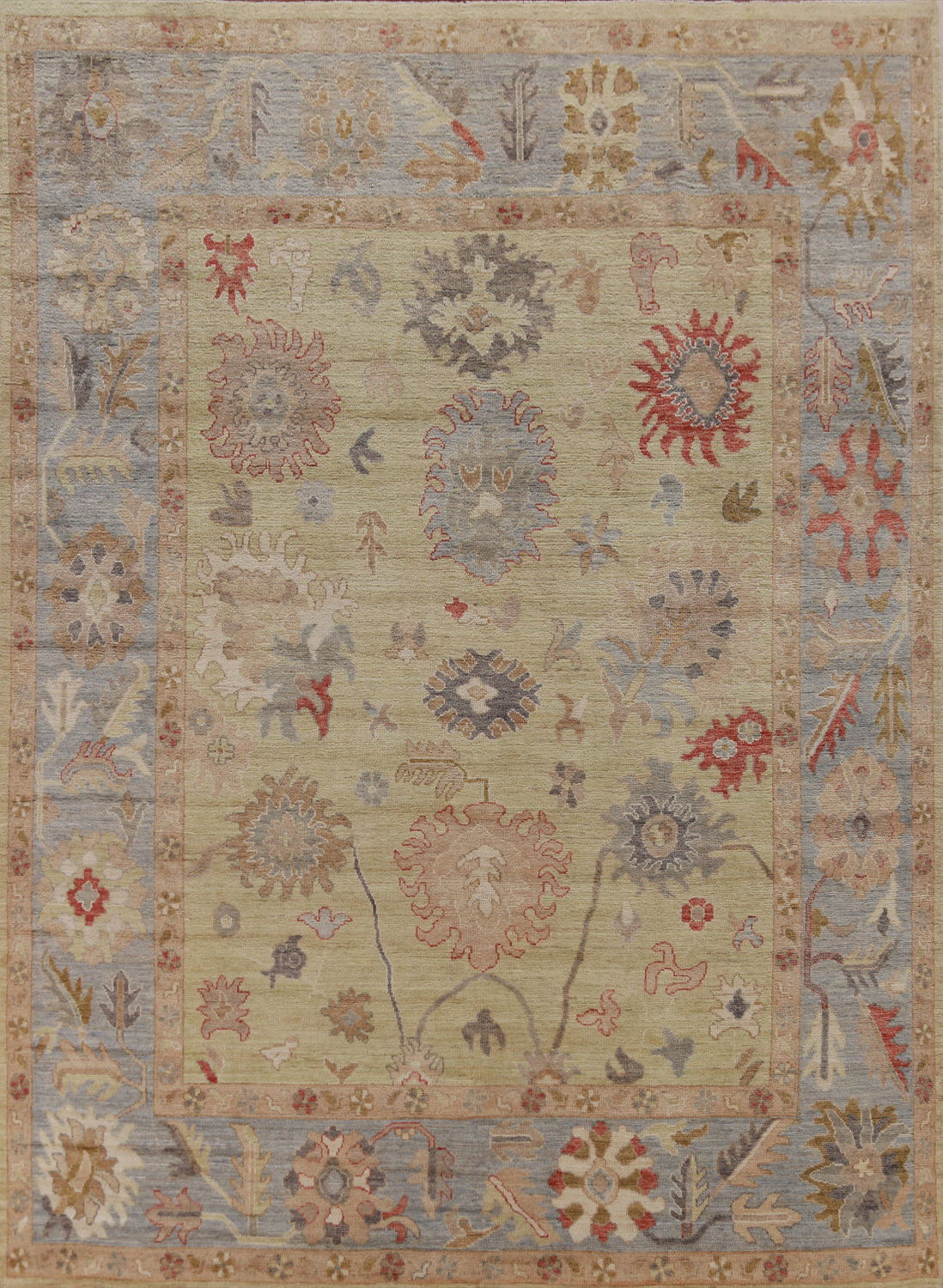 Vegetable Dye Floral Oushak Turkish Area Rug 8x10