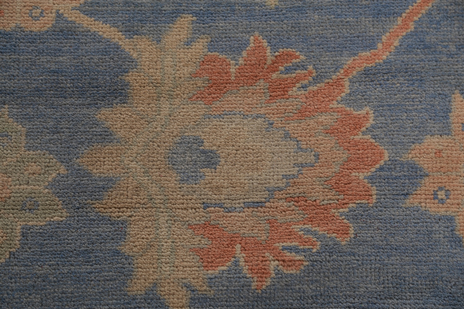 Vegetable Dye Blue Oushak Turkish Large Rug 12x15