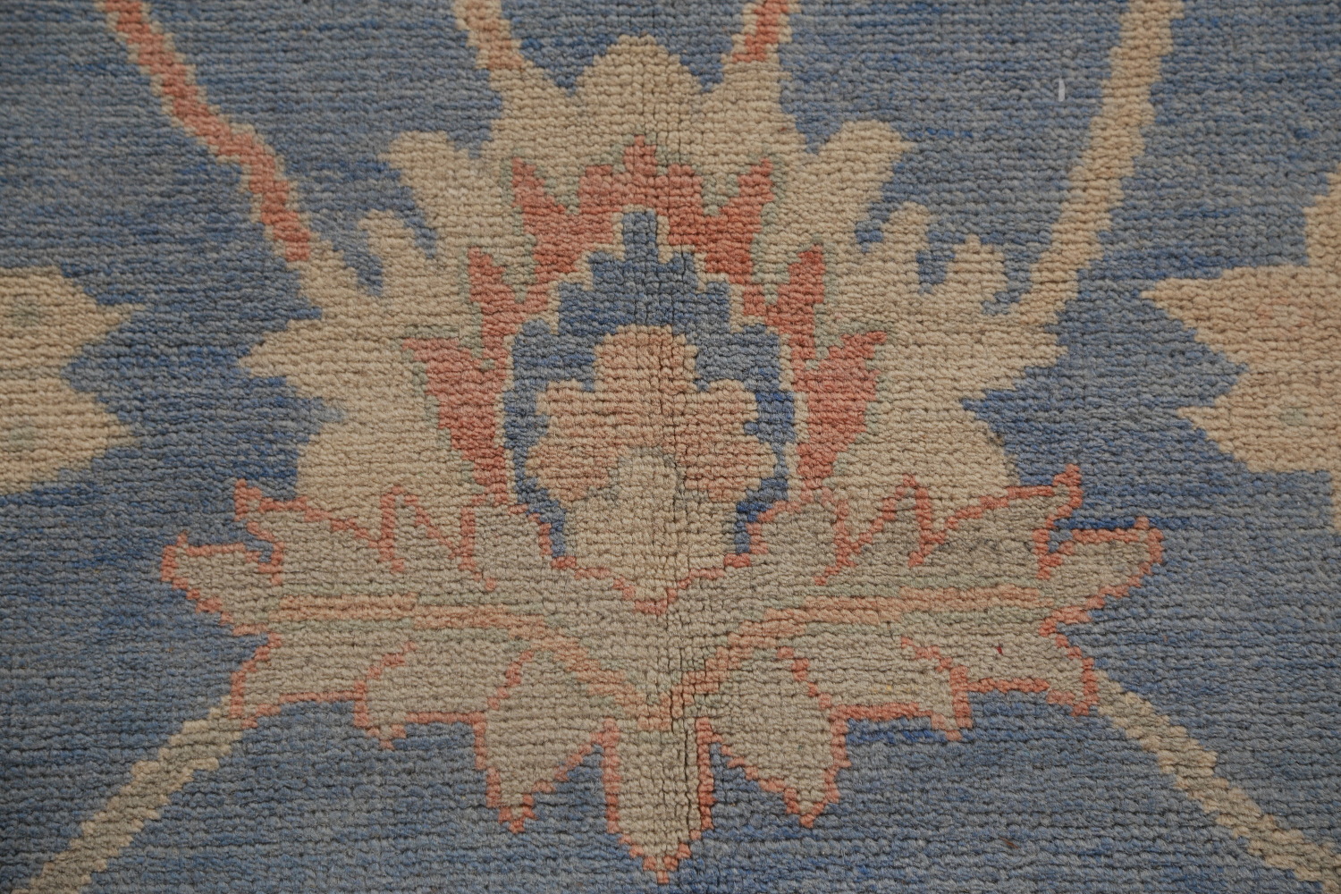 Vegetable Dye Blue Oushak Turkish Large Rug 12x15