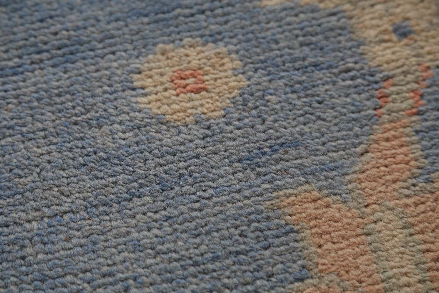 Vegetable Dye Blue Oushak Turkish Large Rug 12x15