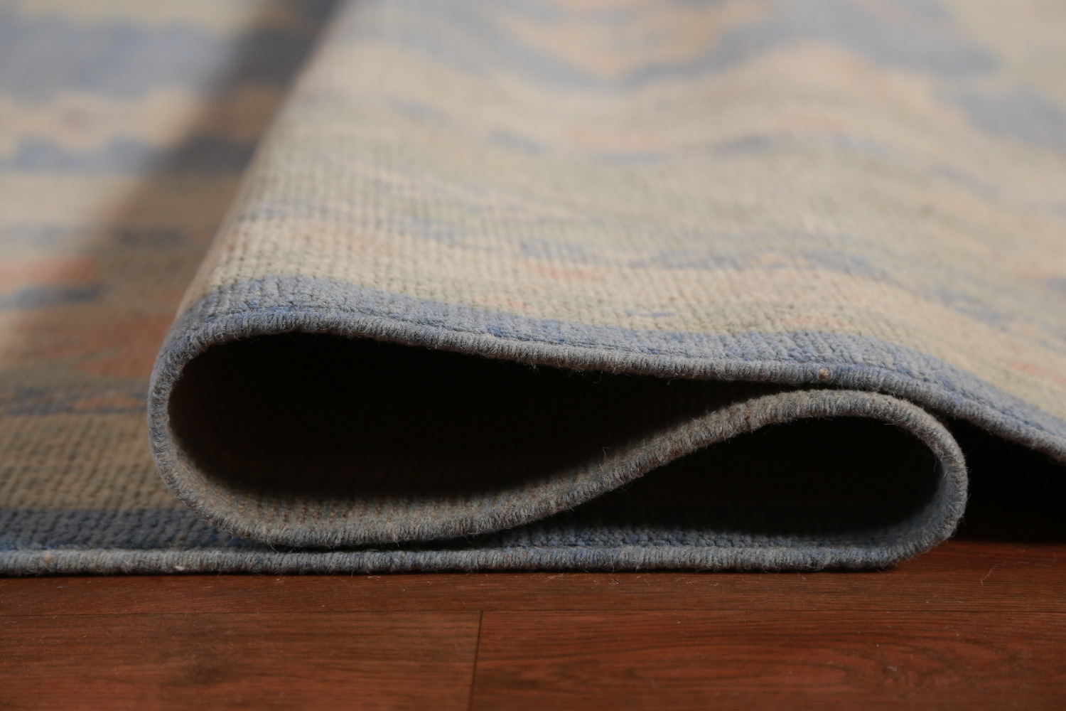 Vegetable Dye Blue Oushak Turkish Large Rug 12x15