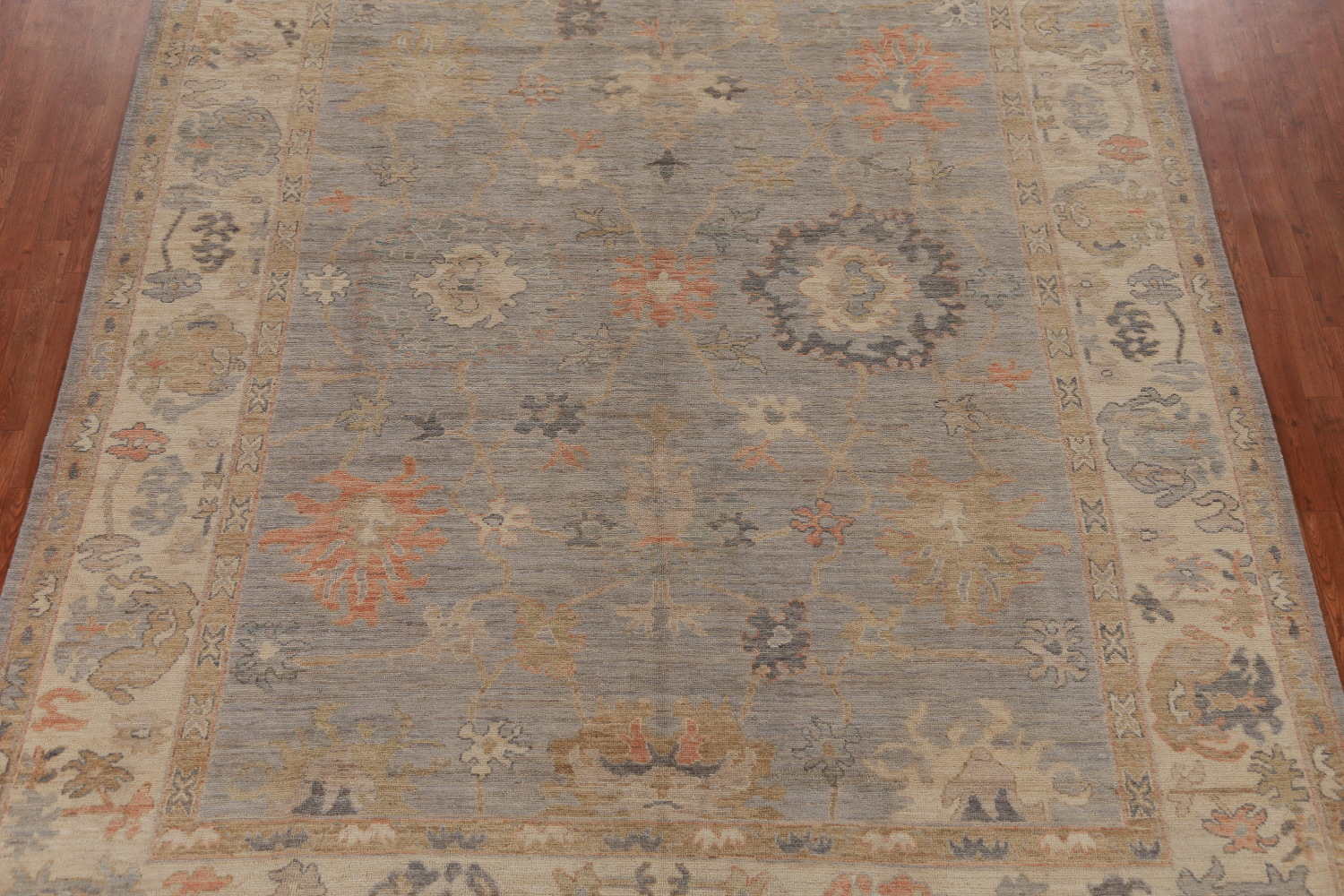 Vegetable Dye Gray Oushak Turkish Area Rug 9x12