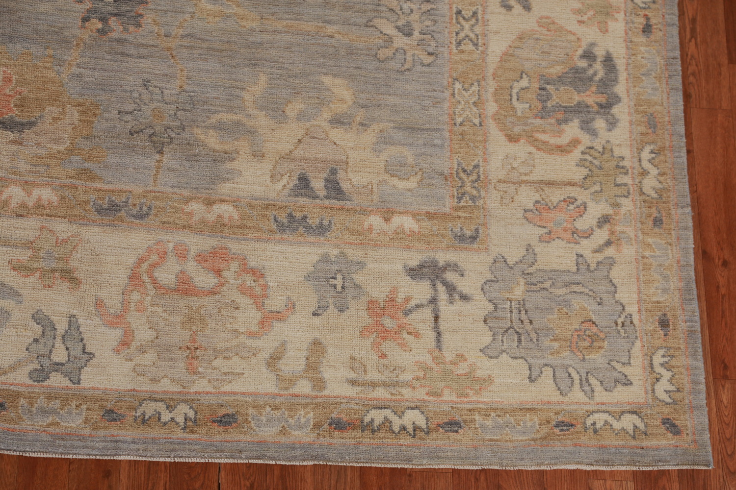 Vegetable Dye Gray Oushak Turkish Area Rug 9x12