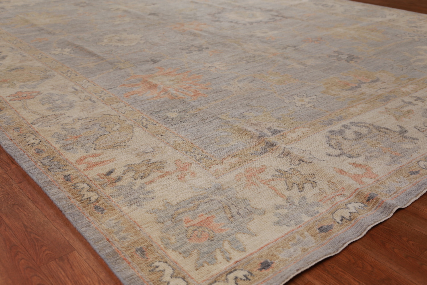 Vegetable Dye Gray Oushak Turkish Area Rug 9x12