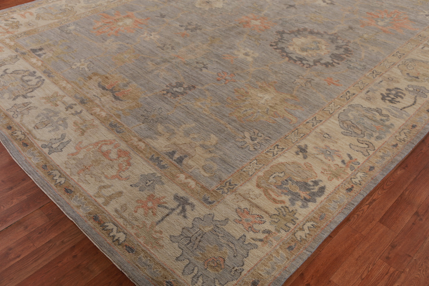Vegetable Dye Gray Oushak Turkish Area Rug 9x12