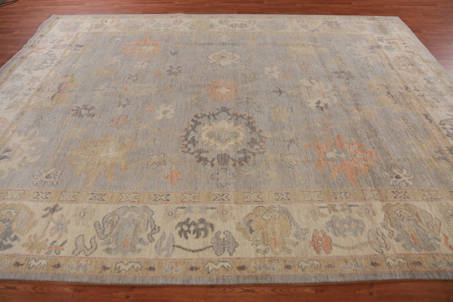 Vegetable Dye Gray Oushak Turkish Area Rug 9x12