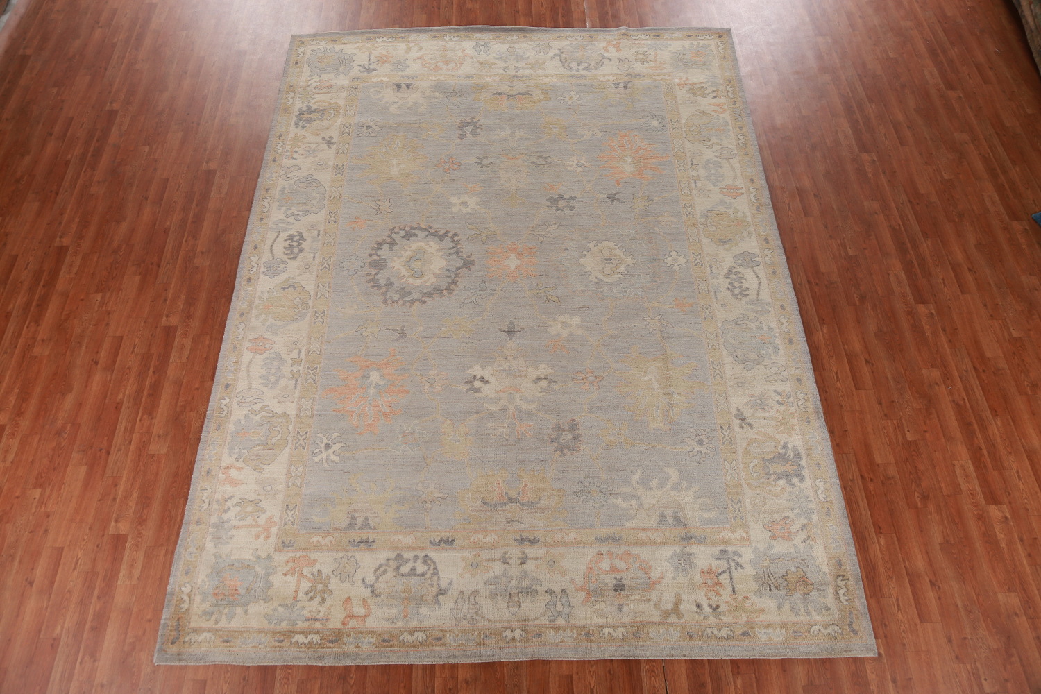 Vegetable Dye Gray Oushak Turkish Area Rug 9x12