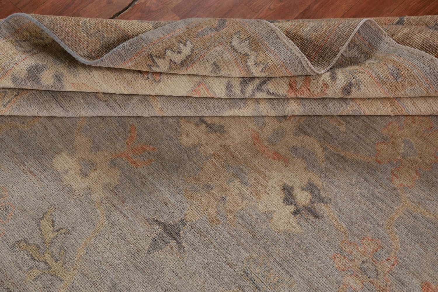 Vegetable Dye Gray Oushak Turkish Area Rug 9x12