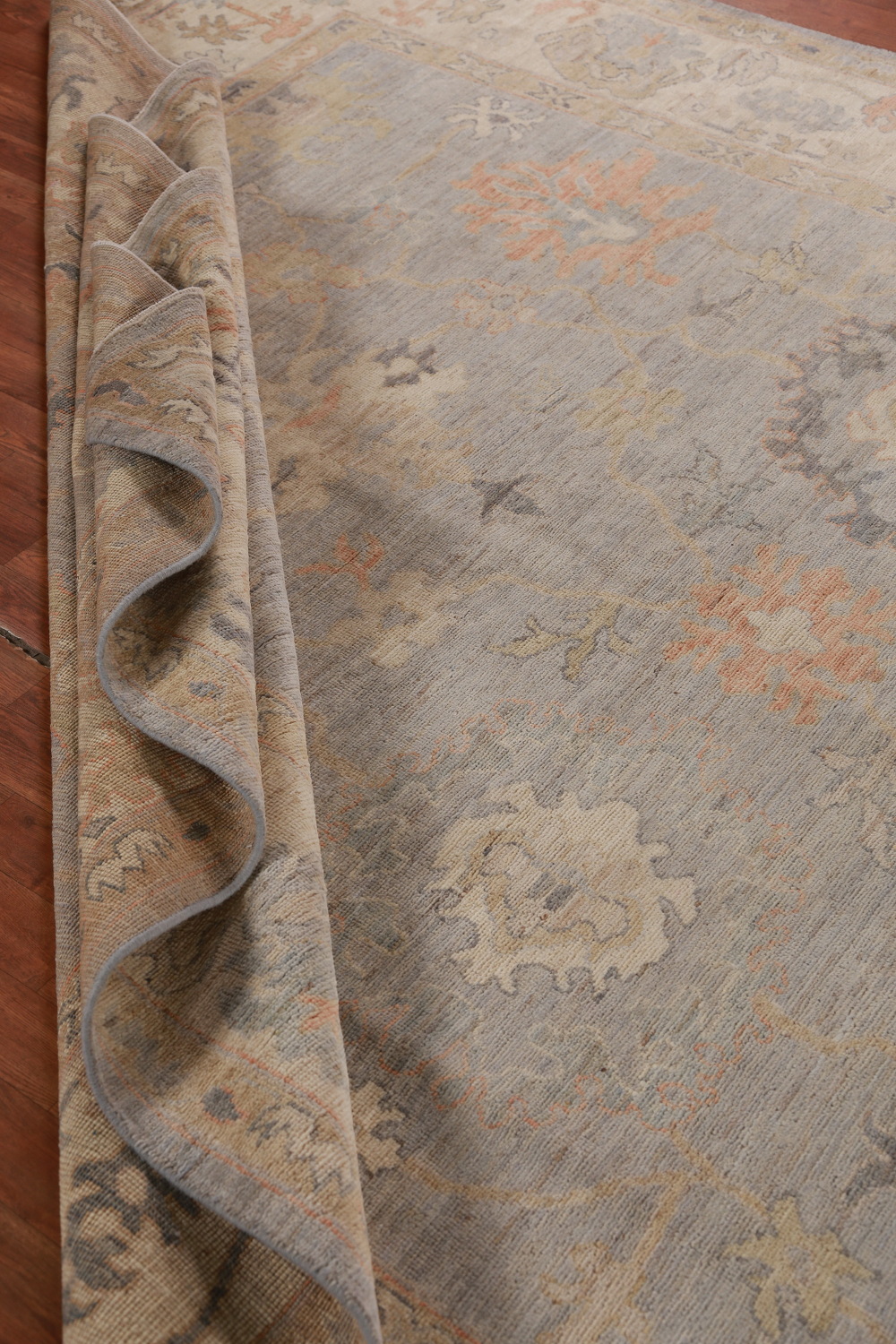 Vegetable Dye Gray Oushak Turkish Area Rug 9x12