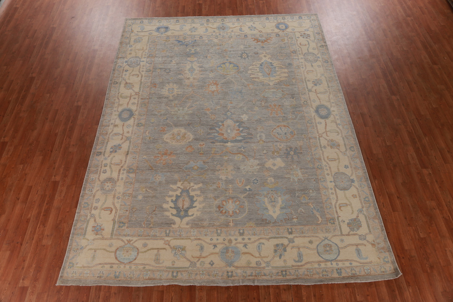 Vegetable Dye Gray Oushak Turkish Area Rug 9x12
