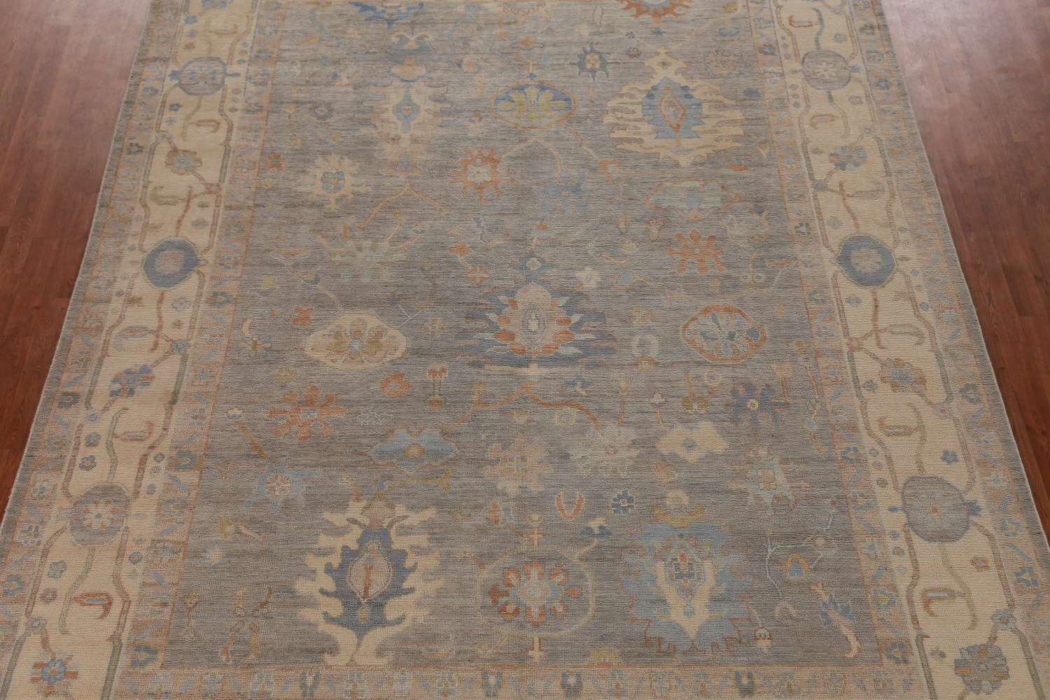 Vegetable Dye Gray Oushak Turkish Area Rug 9x12