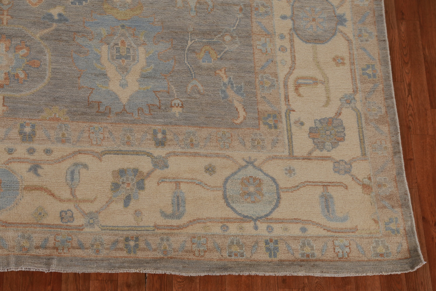 Vegetable Dye Gray Oushak Turkish Area Rug 9x12