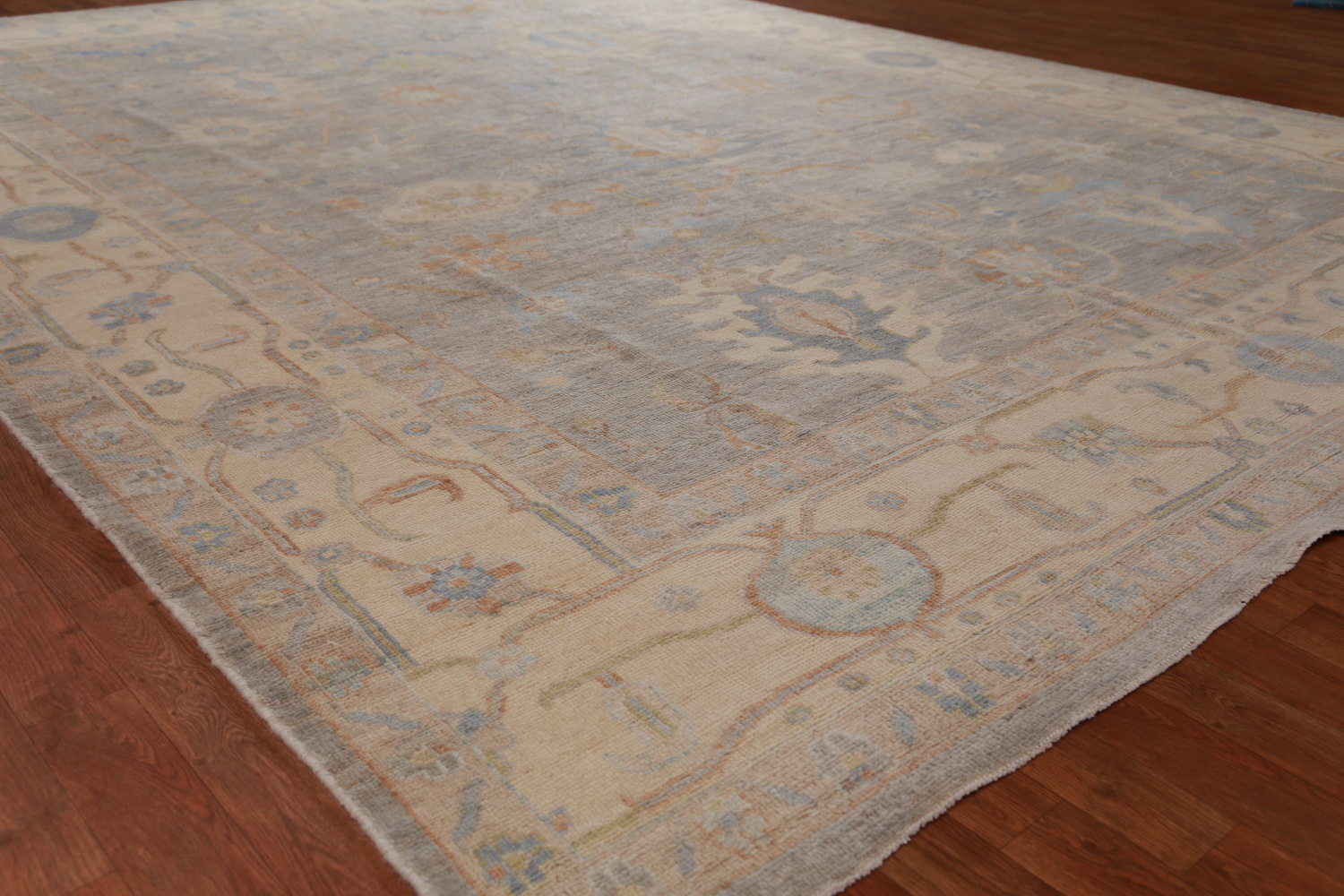 Vegetable Dye Gray Oushak Turkish Area Rug 9x12