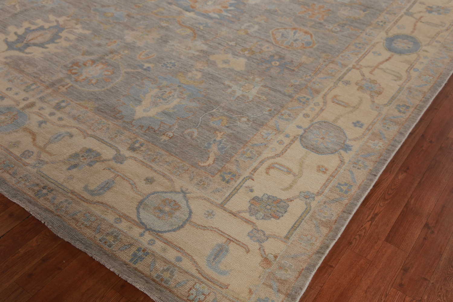 Vegetable Dye Gray Oushak Turkish Area Rug 9x12