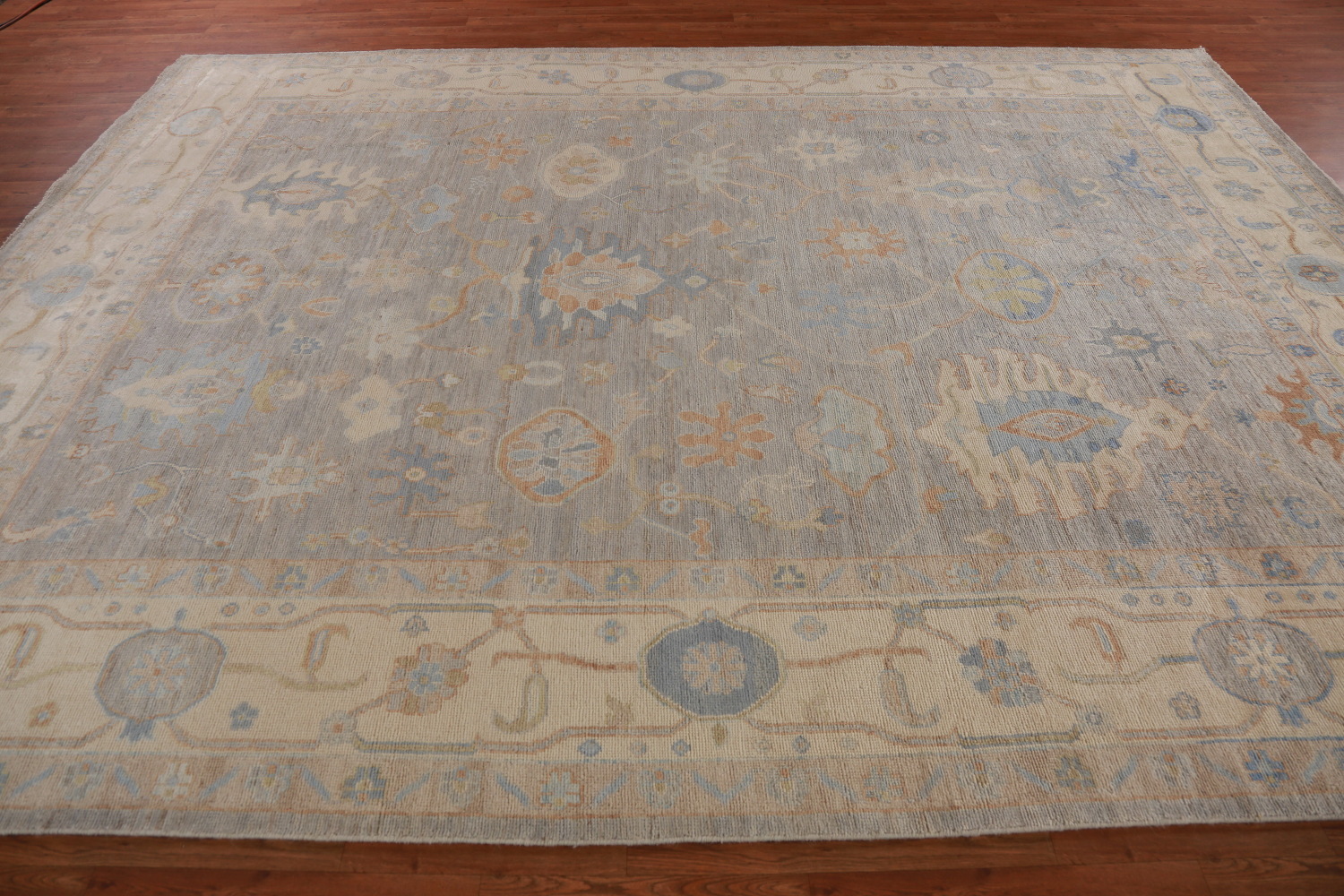 Vegetable Dye Gray Oushak Turkish Area Rug 9x12