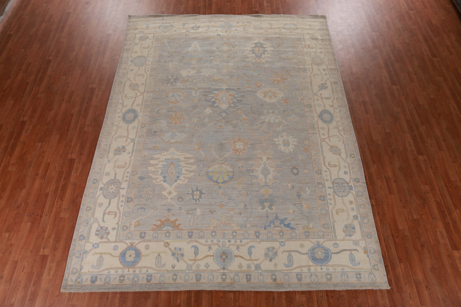 Vegetable Dye Gray Oushak Turkish Area Rug 9x12