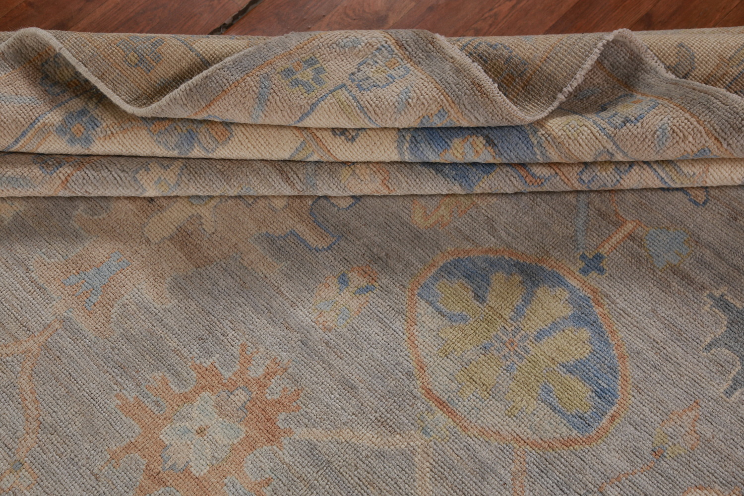 Vegetable Dye Gray Oushak Turkish Area Rug 9x12
